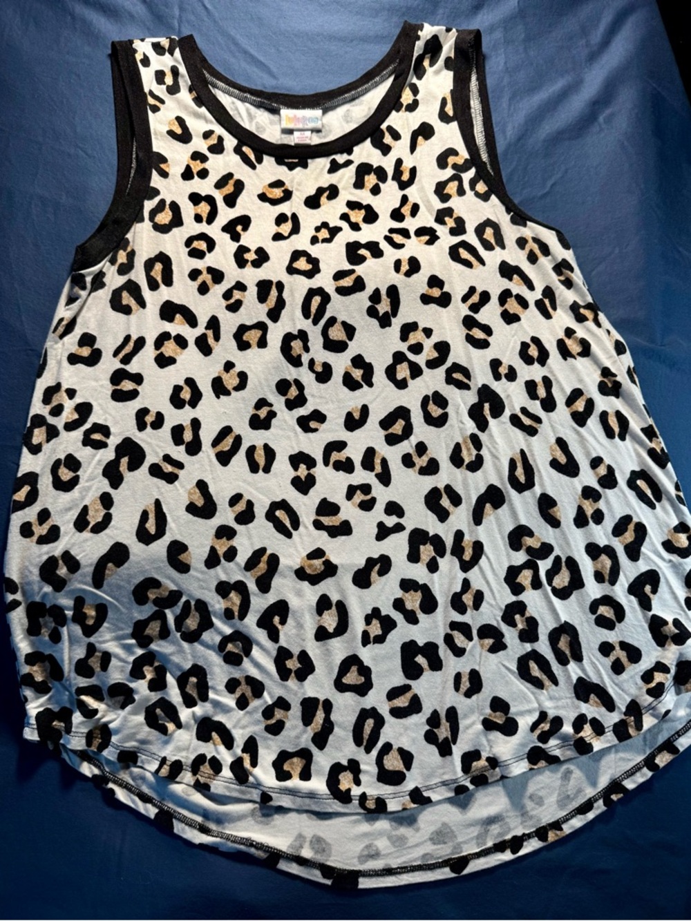 LuLaRoe Leopard Print Sleeveless Tank Top - Black & Cream with Gold Accents